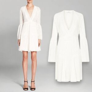 IRO Gwen A Line Bell Sleeves Flared Skirt V Neckline‎ Mini Dress US Size 4 FR 36